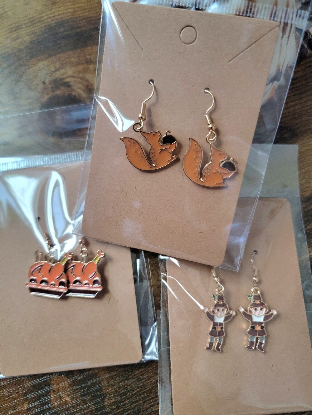 3pcs Fall Earrings Brown Squirrel Dangle Earrings - Cute Animal Earrings